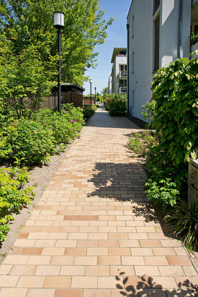 Gelb-bunter Pflaster im Modulformat | Klinkerwerke Muhr